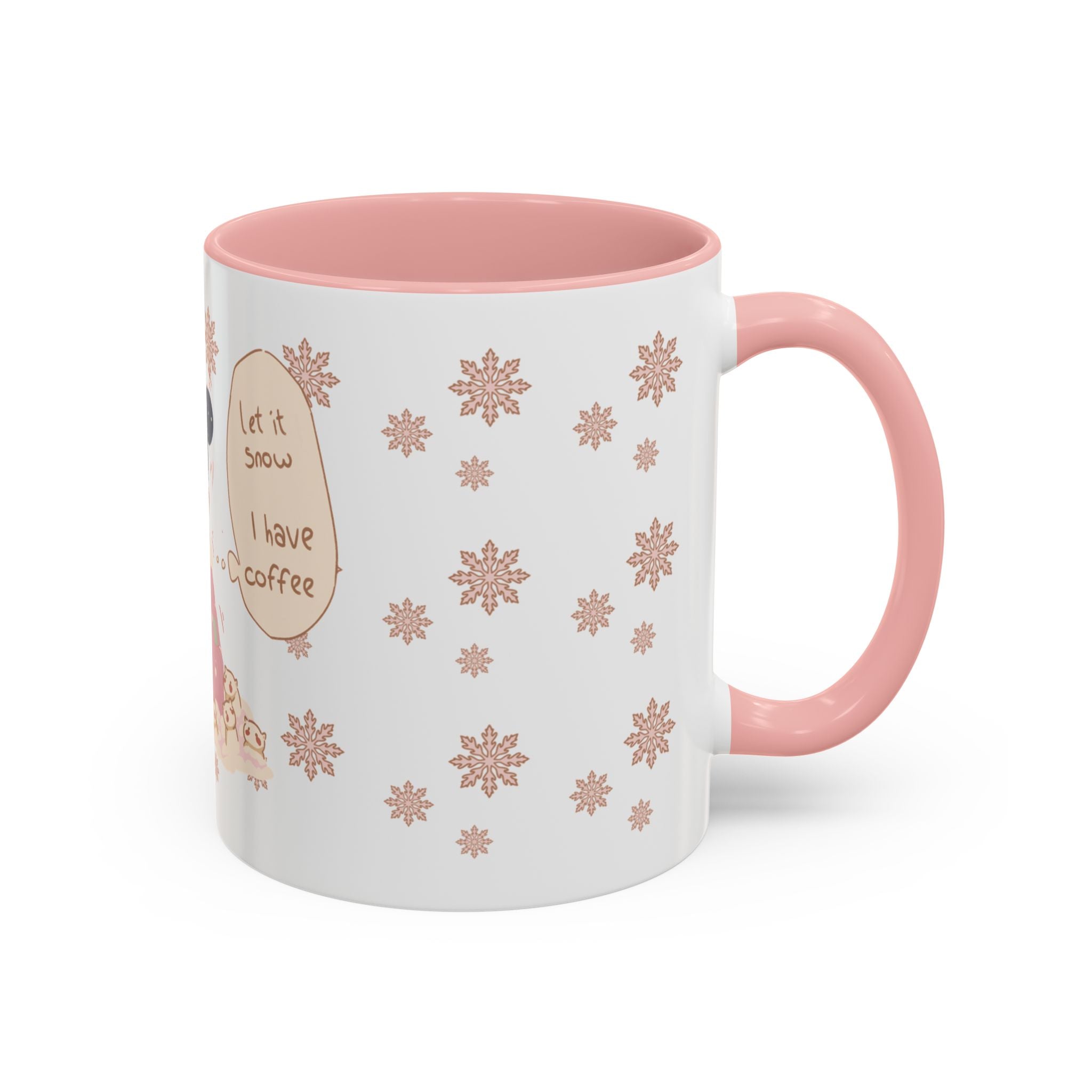 Let It Snow I Have Coffee Mug — Cute Girl Drinking Coffee Accent Ceramic Mug (11oz)