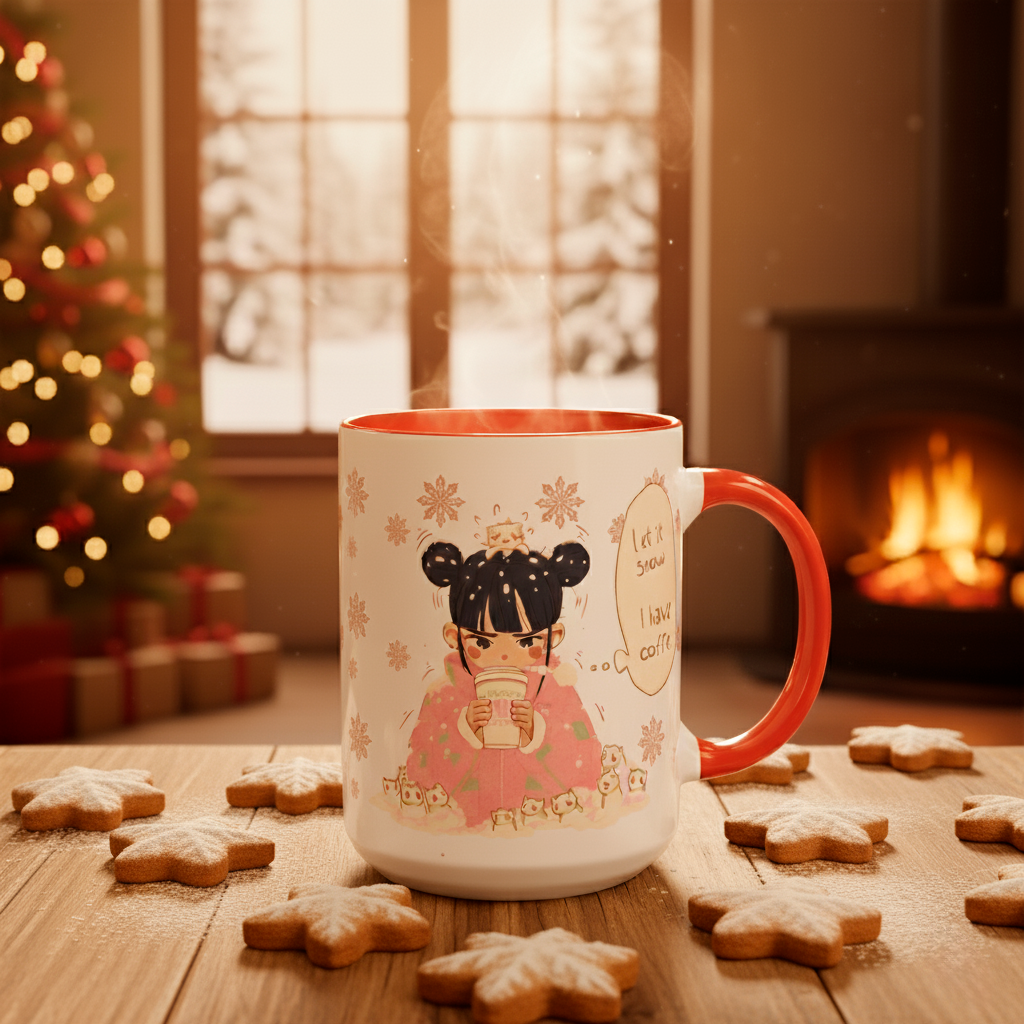 Custom Accent Coffee Mug — Personalized Text Black-Trim Ceramic Mug (11oz & 15oz)